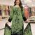 Green  color crepe silk printed women unstitched dress material