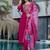Magenta p.v chanderi heavy thread embroidery work with printed dupatta kurta pant set