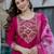Magenta p.v chanderi heavy thread embroidery work with printed dupatta kurta pant set