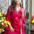 Rani pink frendy silk heavy thread embroidery work kurta palazzo set