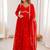 Red georgette heavy thread embroidery work kurta pant set
