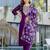 Purple chanderi cotton heavy thread embroidery work with printed dupatta kurta pant set