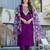 Purple chanderi cotton heavy thread embroidery work with printed dupatta kurta pant set