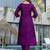 Purple chanderi cotton heavy thread embroidery work with printed dupatta kurta pant set
