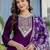 Purple chanderi cotton heavy thread embroidery work with printed dupatta kurta pant set