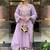 Lavender p.v chanderi heavy thread embroidery work kurta pant set