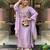 Lavender p.v chanderi heavy thread embroidery work kurta pant set