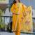 Yellow chanderi heavy thread embroidery work kurta pant set
