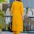 Yellow chanderi heavy thread embroidery work kurta pant set