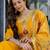 Yellow chanderi heavy thread embroidery work kurta pant set
