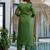 Green chanderi heavy thread embroidery work kurta pant set