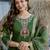 Green chanderi heavy thread embroidery work kurta pant set