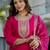 Rani pink chanderi cotton heavy thread embroidery work with printed dupatta kurta pant set