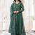 Green chanderi silk heavy thread embroidery work kurta pant set