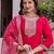 Dark pink viscose chanderi heavy thread embroidery work with printed dupatta kurta pant set