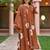 Brown muslin printed kurta pant set
