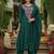 Green viscose rayon heavy thread embroidery work kurta pant set