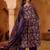 Purple rayon blend printed kurta pant set