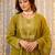 Olive chanderi silk heavy thread embroidery work kurta pant set