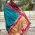 Teal paithani silk zari weaving saree with contrast blouse piece