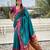 Teal paithani silk zari weaving saree with contrast blouse piece