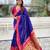 Blue paithani silk zari weaving saree with contrast blouse piece