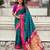 Teal paithani silk zari weaving saree with contrast blouse piece