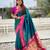 Teal paithani silk zari weaving saree with contrast blouse piece