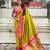 Green paithani silk zari weaving saree with contrast blouse piece