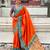 Orange paithani silk zari weaving saree with contrast blouse piece