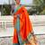 Orange paithani silk zari weaving saree with contrast blouse piece