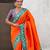 Orange paithani silk zari weaving saree with contrast blouse piece