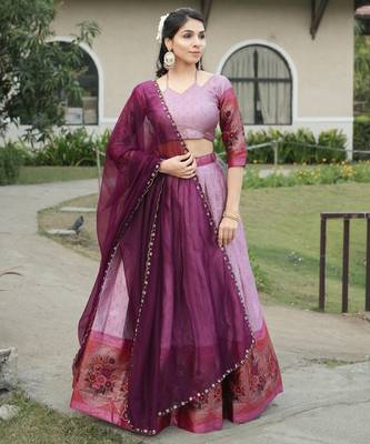 Parrot Color Silk Kalamkari Zari Weaving Border Lehenga Choli With Unstitched Blouse 2