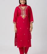 Red vatican silk kurti pent dupatta set