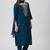 Teal roman silk kurti pent dupatta set
