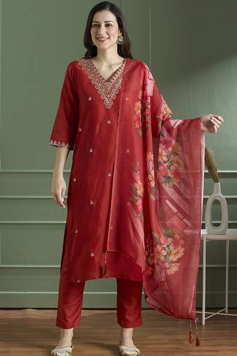 Rayon kurti pent dupatta set