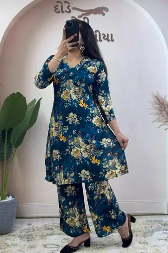 Rama pure soft rayon cotton kurti palazzo dupatta