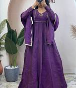 Purple nc vichitra silk anarkali with dupatta