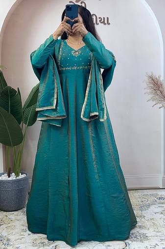 Rama nc vichitra silk anarkali with dupatta