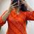 Orange pure soft rayon cotton kurti palazzo dupatta