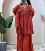 Orange pure mul chanderi salwar suit with dupatta