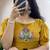 Yellow pure mul cotton handwork kurti with designer sleeves