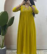 Yellow georgette long kurti
