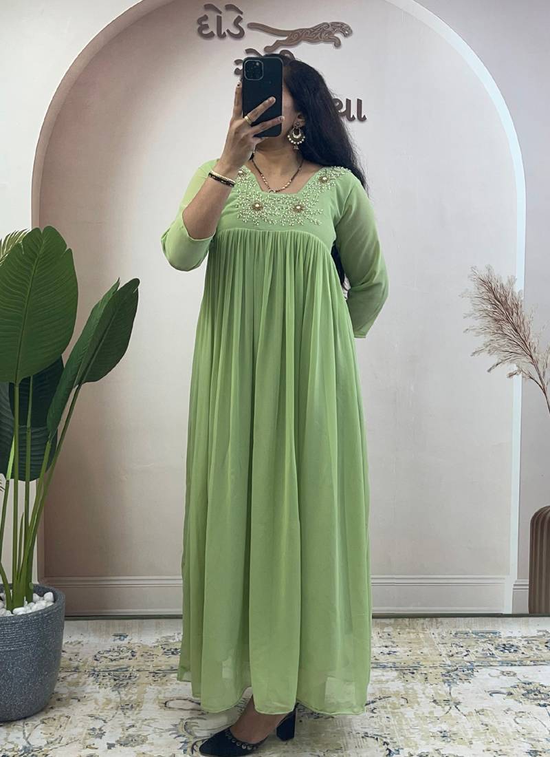 Light green georgette long kurti