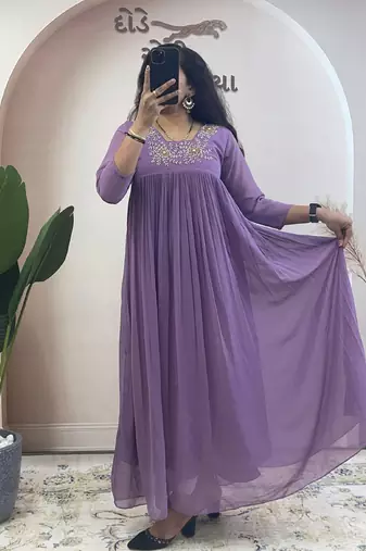 Lavender georgette long kurti