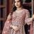 peach net anarkali gown with dori mirror work- Full Stitched free size