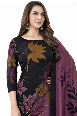 Pink color crepe silk printed women unstitched dress material 3