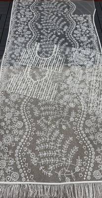 White color Sequins Embroidery work Mono Net Saree 2