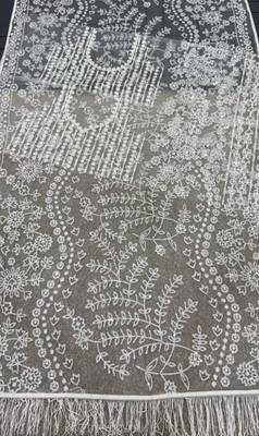 White color Sequins Embroidery work Mono Net Saree 3
