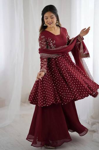 pink embroidered ethnic suit